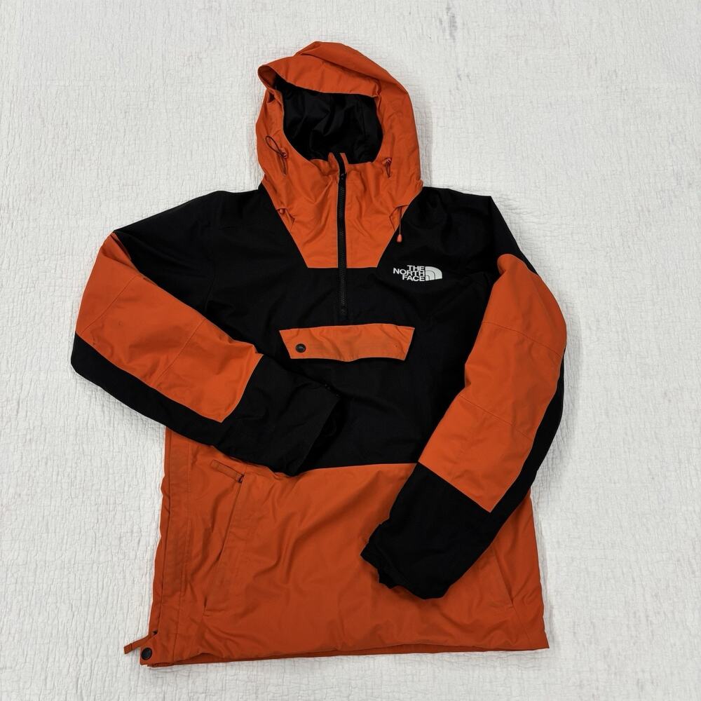 The North Face Mens Size Small Waterproof Breathable Hooded Zip Jacket Orange